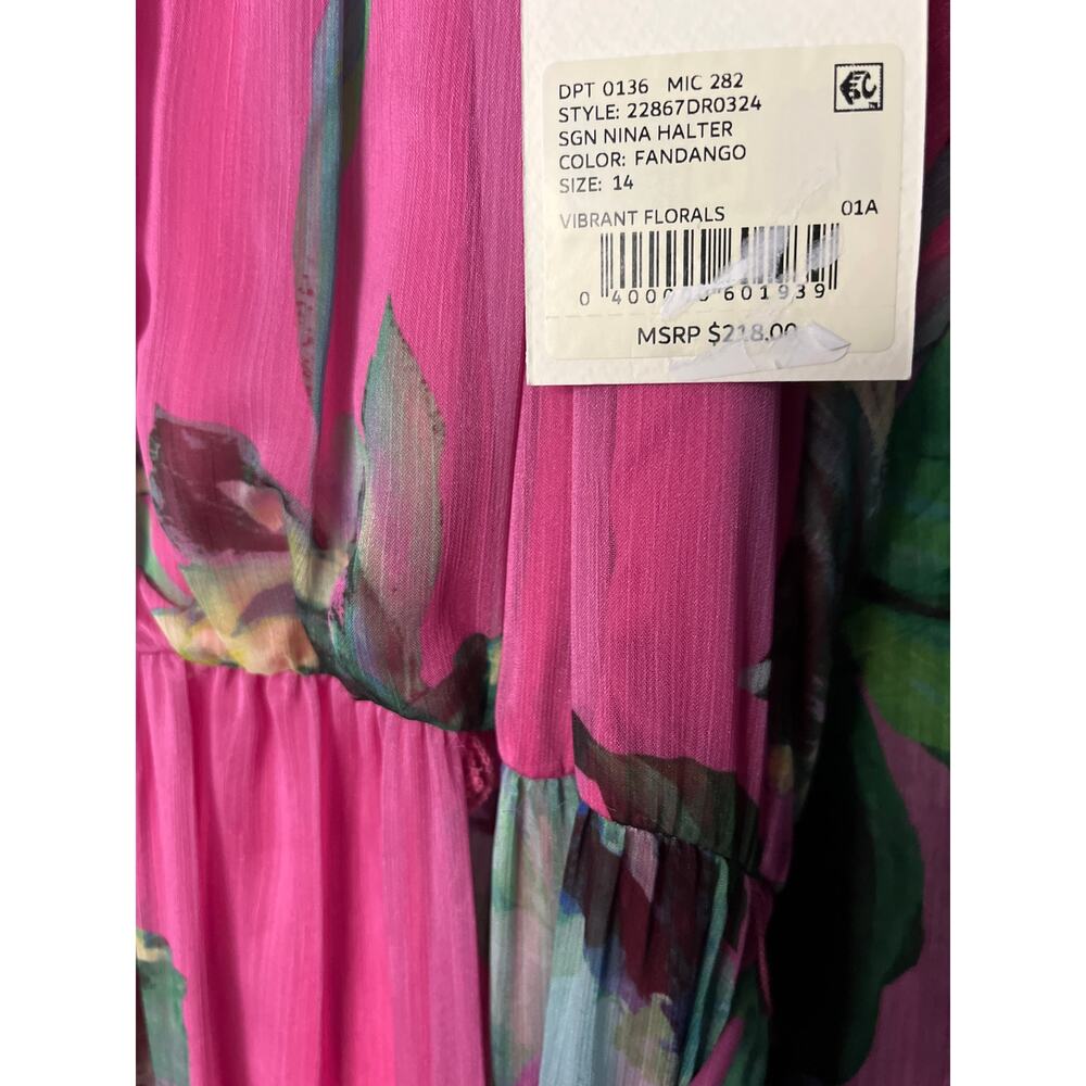 Alex Marie Fiona Halter Neck Tie Back Floral Chiffon A-Line Maxi Dress 14 - Picture 4 of 5